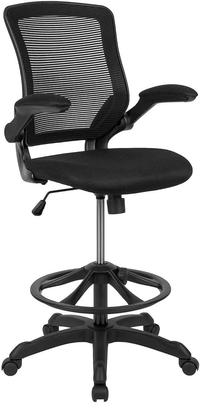 Main image of Kale Mid-Back Swivel Office Chair with Adjustable Foot Ring, Lumbar Support, and Seat Height, Ergonomic Mesh Executive Chair, Black