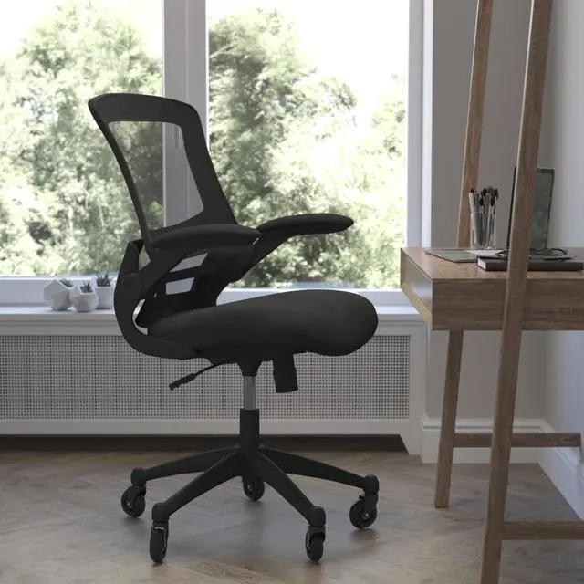 Alt view image 17 of 20 - Flash Furniture Kelista Ergonomic Mesh Swivel Mid-Back Task Office Chair Black (BLX5MBKRLB)