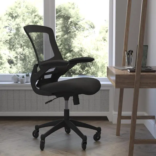 Alt view image 19 of 20 - Flash Furniture Kelista Ergonomic Mesh Swivel Mid-Back Task Office Chair Black (BLX5MBKRLB)