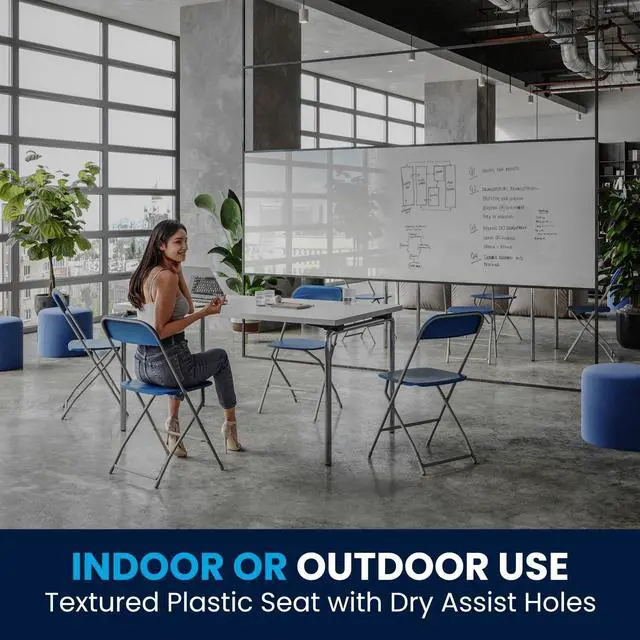 Alt view image 13 of 14 - Flash Furniture Plastic Folding Chair Blue Set of 6 (6LEL3BLUE)