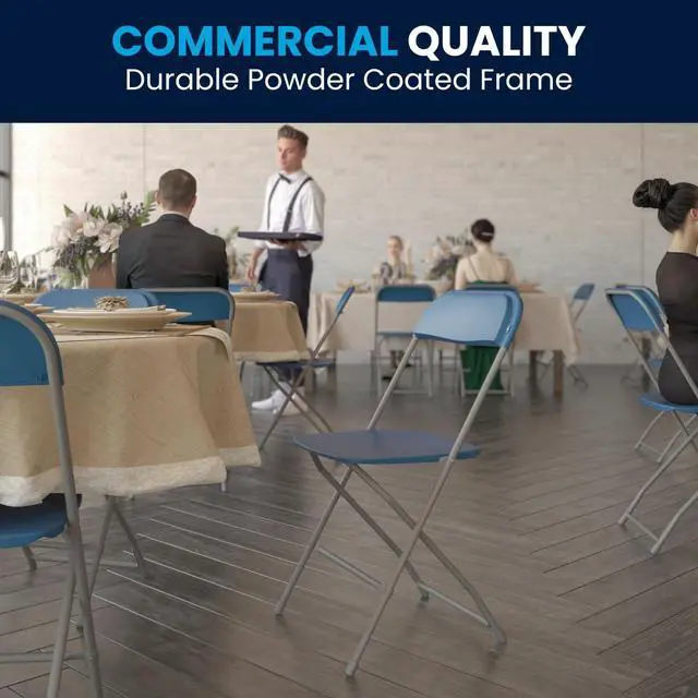 Alt view image 14 of 14 - Flash Furniture Plastic Folding Chair Blue Set of 6 (6LEL3BLUE)