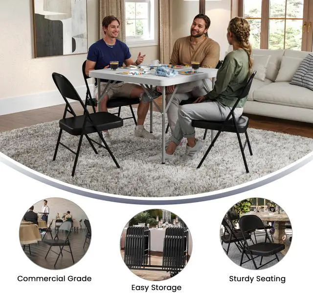 Alt view image 8 of 10 - 2 Pack HERCULES Series Double Braced Black Metal Folding Chair