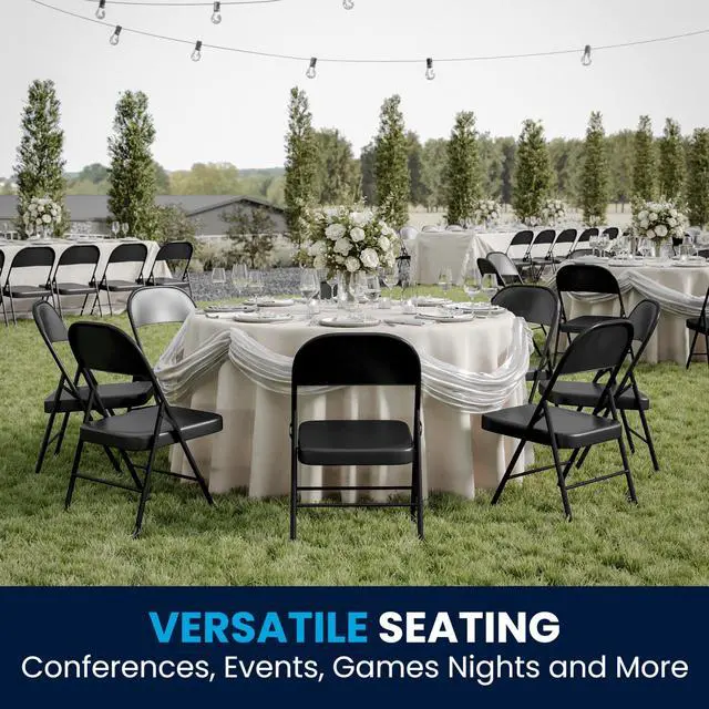 Alt view image 10 of 10 - 2 Pack HERCULES Series Double Braced Black Metal Folding Chair