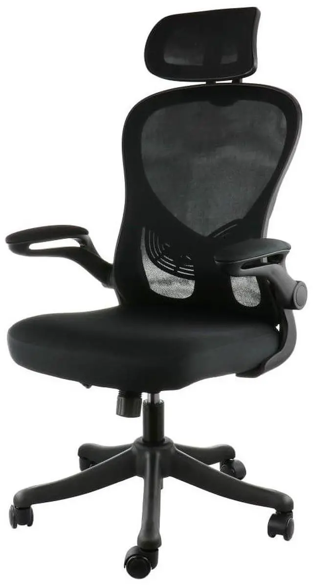Alt view image 7 of 13 - Elama High Back Adjustable Mesh and Fabric Office Chair in Black and Gray with Adjustable Head Rest