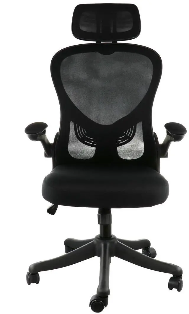 Alt view image 9 of 13 - Elama High Back Adjustable Mesh and Fabric Office Chair in Black and Gray with Adjustable Head Rest