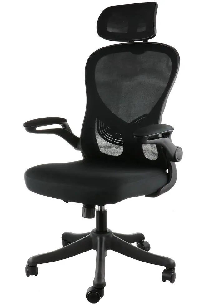Alt view image 8 of 13 - Elama High Back Adjustable Mesh and Fabric Office Chair in Black and Gray with Adjustable Head Rest