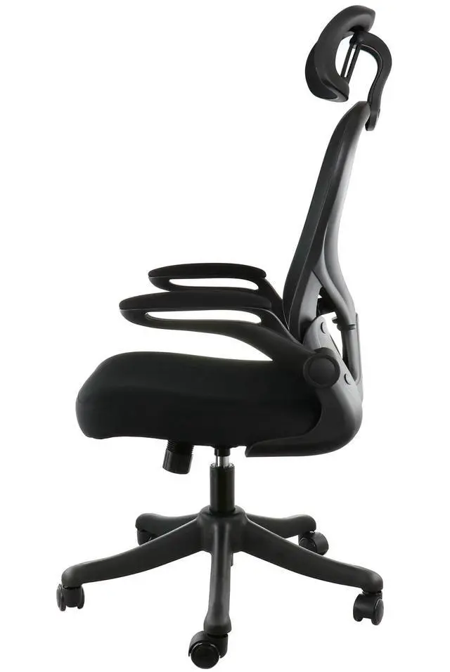 Alt view image 10 of 13 - Elama High Back Adjustable Mesh and Fabric Office Chair in Black and Gray with Adjustable Head Rest