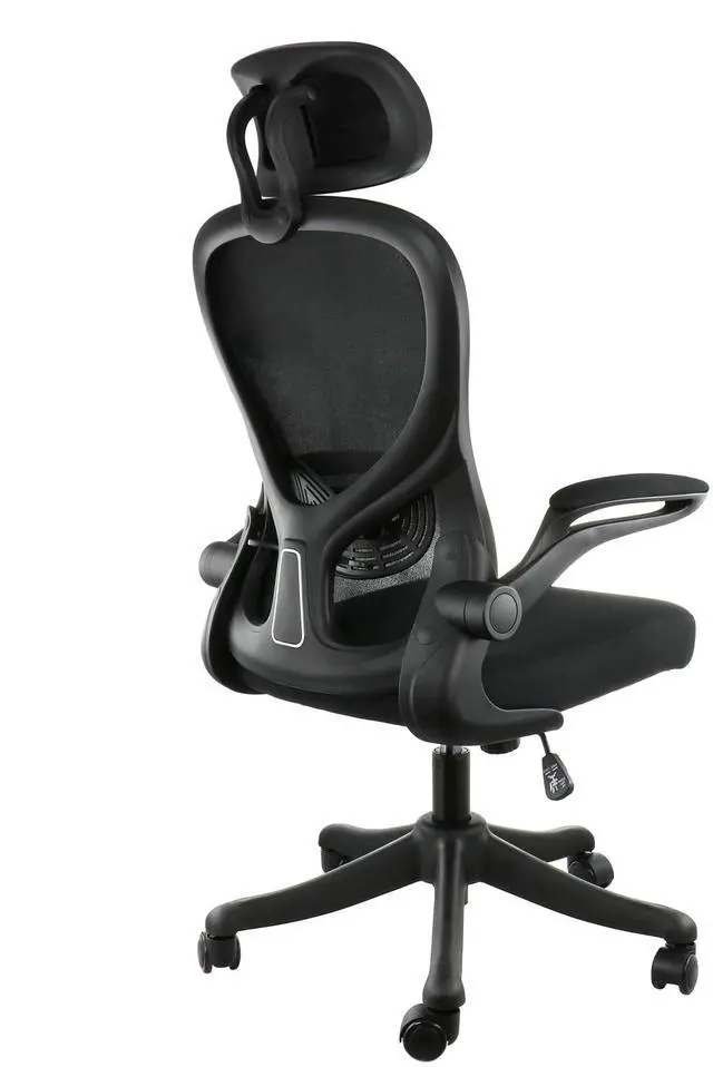 Alt view image 11 of 13 - Elama High Back Adjustable Mesh and Fabric Office Chair in Black and Gray with Adjustable Head Rest