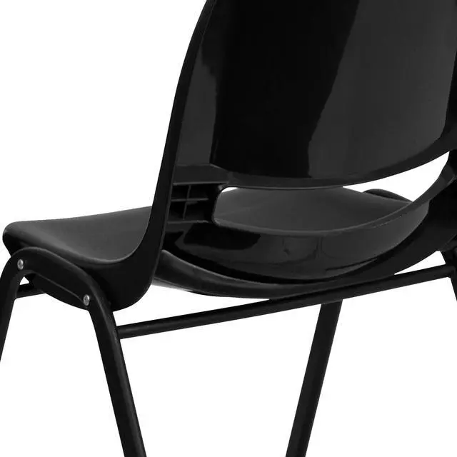 Alt view image 19 of 19 - HERCULES Series 880 lb. Capacity Black Ergonomic Shell Stack Chair with Black Frame