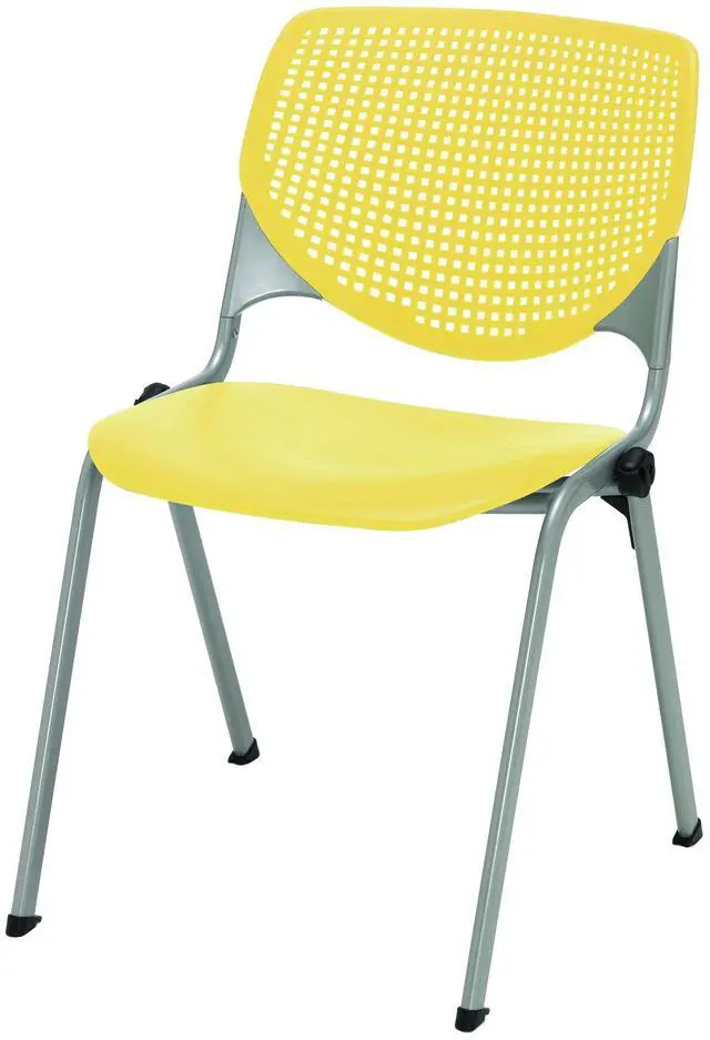 Alt view image 2 of 2 - KFI Seating Poly Stack Chair with Perforated Yellow Back
