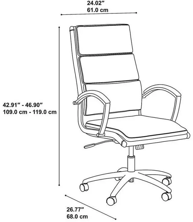 Alt view image 7 of 7 - Bush Business Furniture Modelo High Back Leather Executive Office Chair in Saddle Tan
