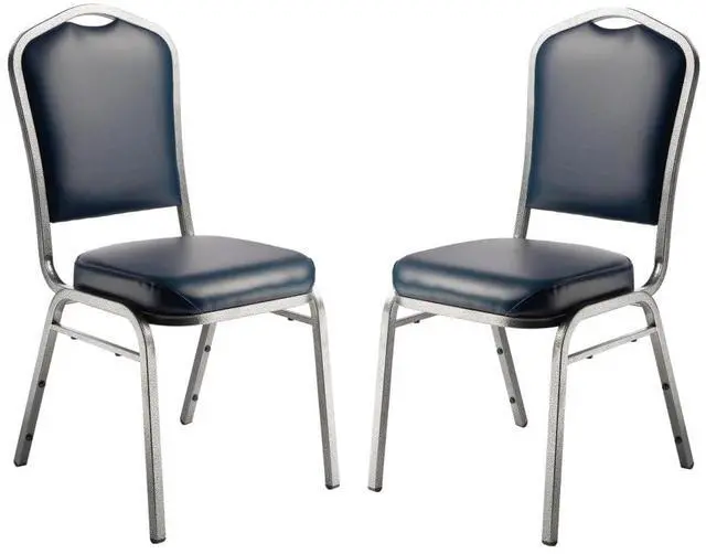 Main image of National Public Seating 9304-SV/2 9300 Series Vinyl Upholstered Stack Chair, Steel, Blue/Silver (Pack of 2)