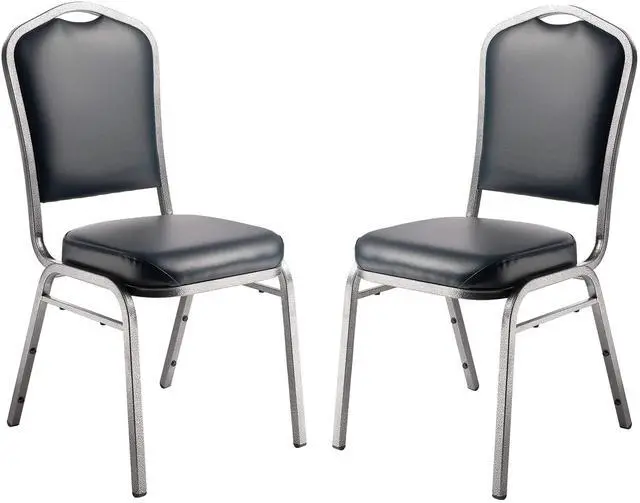Alt view image 2 of 7 - National Public Seating 9304-SV/2 9300 Series Vinyl Upholstered Stack Chair, Steel, Blue/Silver (Pack of 2)