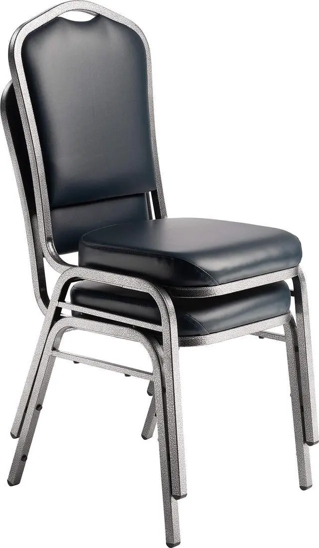 Alt view image 3 of 7 - National Public Seating 9304-SV/2 9300 Series Vinyl Upholstered Stack Chair, Steel, Blue/Silver (Pack of 2)
