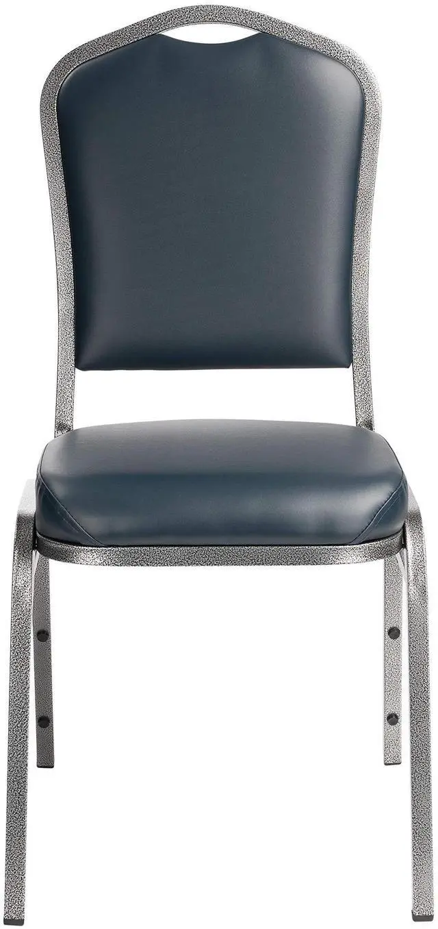 Alt view image 5 of 7 - National Public Seating 9304-SV/2 9300 Series Vinyl Upholstered Stack Chair, Steel, Blue/Silver (Pack of 2)