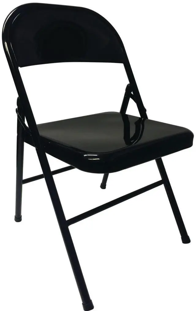 Alt view image 2 of 6 - Realspace® Metal Folding Chairs, Black, Set of 4 Chairs