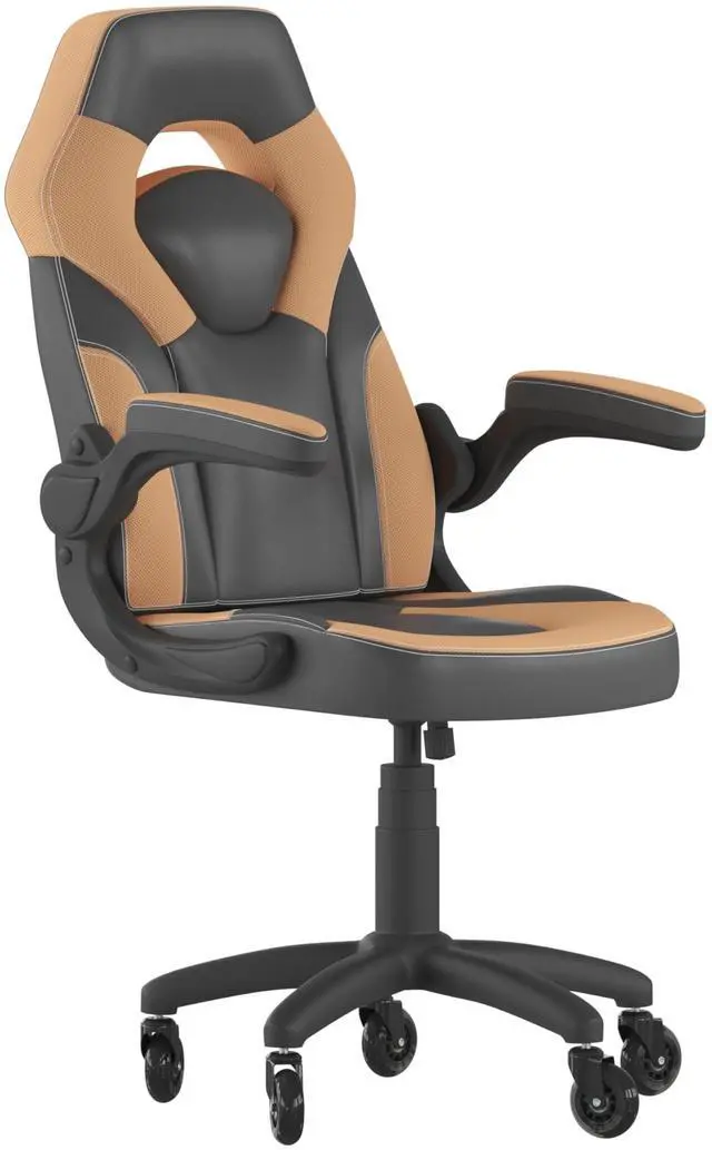 Alt view image 18 of 20 - Flash Furniture X10 Ergonomic LeatherSoft Swivel Gaming Chair with Transparent Roller Wheels Orange/Black (CH00095ORRLB)