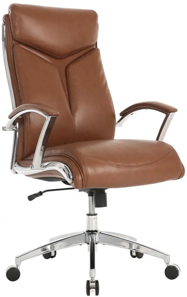 Main image of ® Modern Comfort Verismo Bonded Leather High-Back Executive Office Chair, Brown/Chrome, BIFMA Compliant