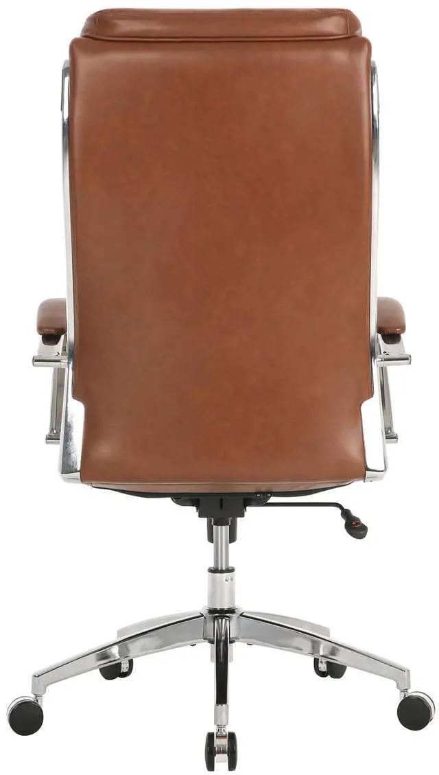 Alt view image 3 of 7 - ® Modern Comfort Verismo Bonded Leather High-Back Executive Office Chair, Brown/Chrome, BIFMA Compliant