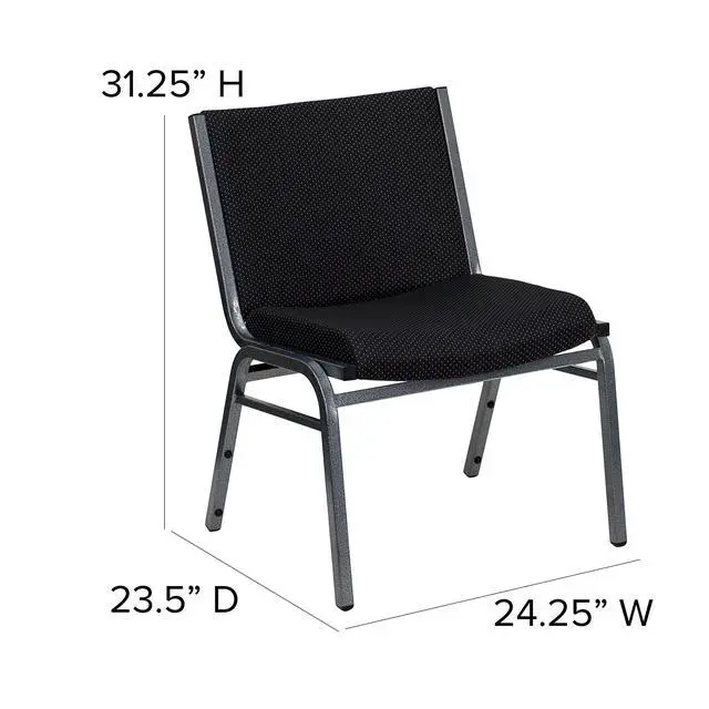 Alt view image 2 of 7 - Big & Tall 1000 lb. Rated Black Fabric Stack Chair | Fabric Upholstery, Durable Construction, Commercial Use, 1000 LBS. Weight Capacity