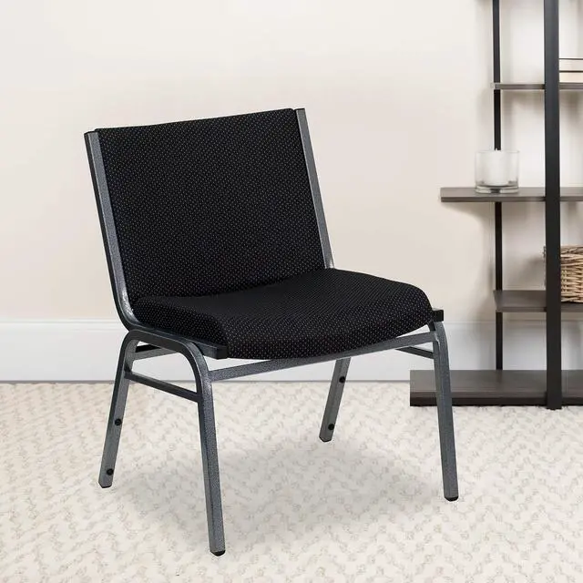 Alt view image 2 of 4 - 2 Pack HERCULES Series Big & Tall 1000 lb. Rated Black Fabric Stack Chair