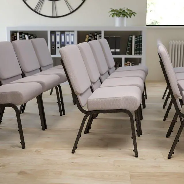 Alt view image 15 of 20 - Flash Furniture Hercules Series 21'' Wide Gray Dot Fabric Stacking Church Chair with 4'' Thick Seat - Silver Vein Frame