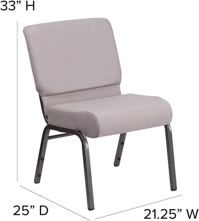 Alt view image 19 of 20 - Flash Furniture Hercules Series 21'' Wide Gray Dot Fabric Stacking Church Chair with 4'' Thick Seat - Silver Vein Frame
