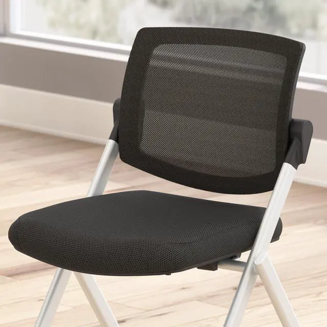 Alt view image 6 of 7 - Bush Business Furniture Folding Chairs - Set of 2, Commercial-Grade Guest Mesh Back Seating for Office, Banquet, or Training Room, Envision Collection, Black Mesh