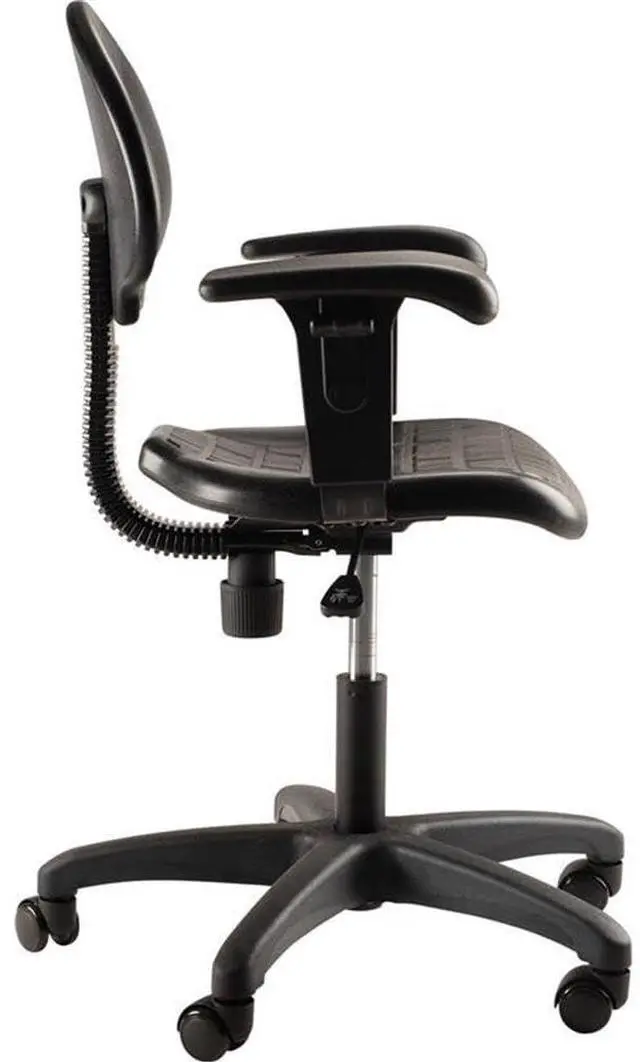 Alt view image 5 of 7 - National Public Seating Height Adjustable Ribbed Ventilation Design Task Chair with Polyurethane Seat and Arms - Black