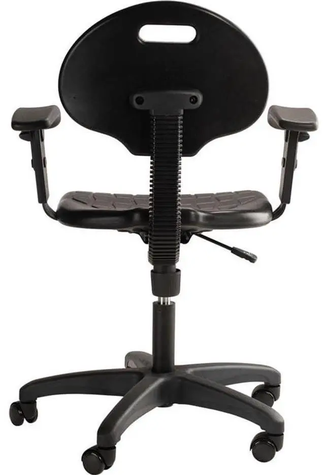 Alt view image 7 of 7 - National Public Seating Height Adjustable Ribbed Ventilation Design Task Chair with Polyurethane Seat and Arms - Black