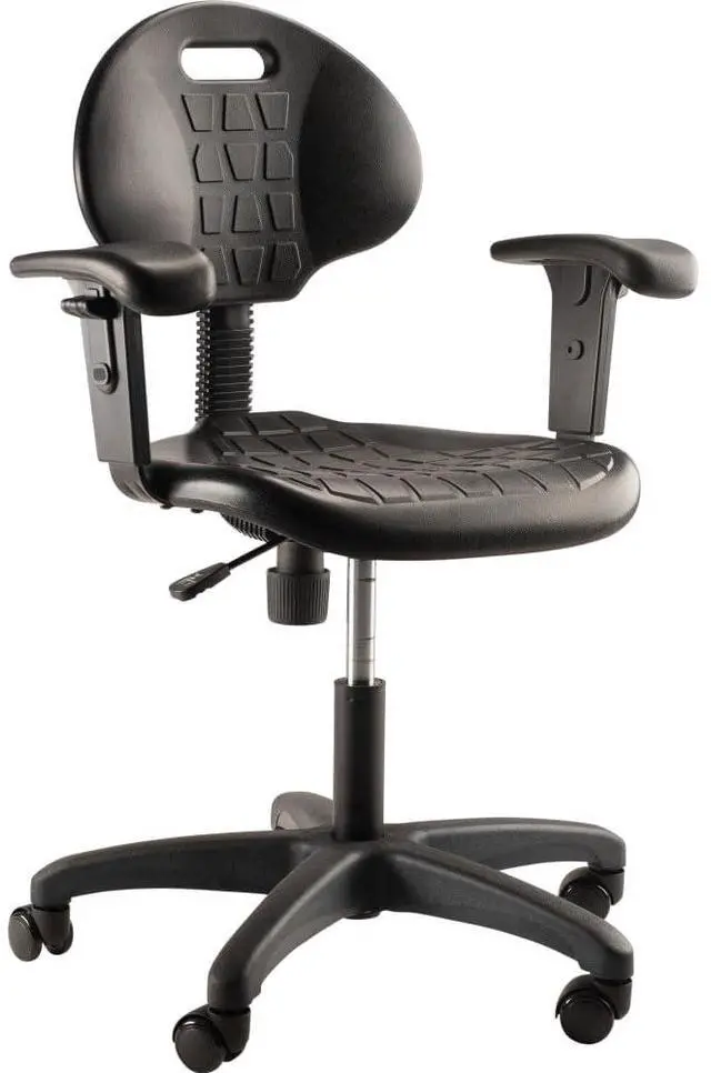 Main image of National Public Seating Height Adjustable Ribbed Ventilation Design Task Chair with Polyurethane Seat and Arms - Black