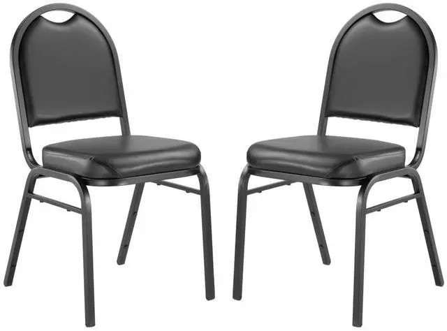 Alt view image 2 of 7 - NPS 9210-BT Vinyl-upholstered Dome Back Stack Chair with Steel Black Sandtex Frame, 300-lb Weight Capacity, 18" Length x 20" Width x 34" Height, Black