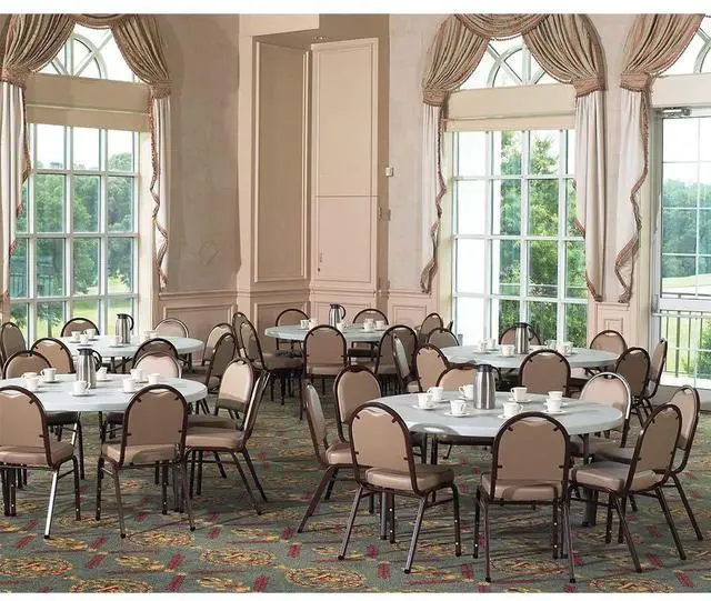 Alt view image 6 of 7 - NPS 9210-BT Vinyl-upholstered Dome Back Stack Chair with Steel Black Sandtex Frame, 300-lb Weight Capacity, 18" Length x 20" Width x 34" Height, Black