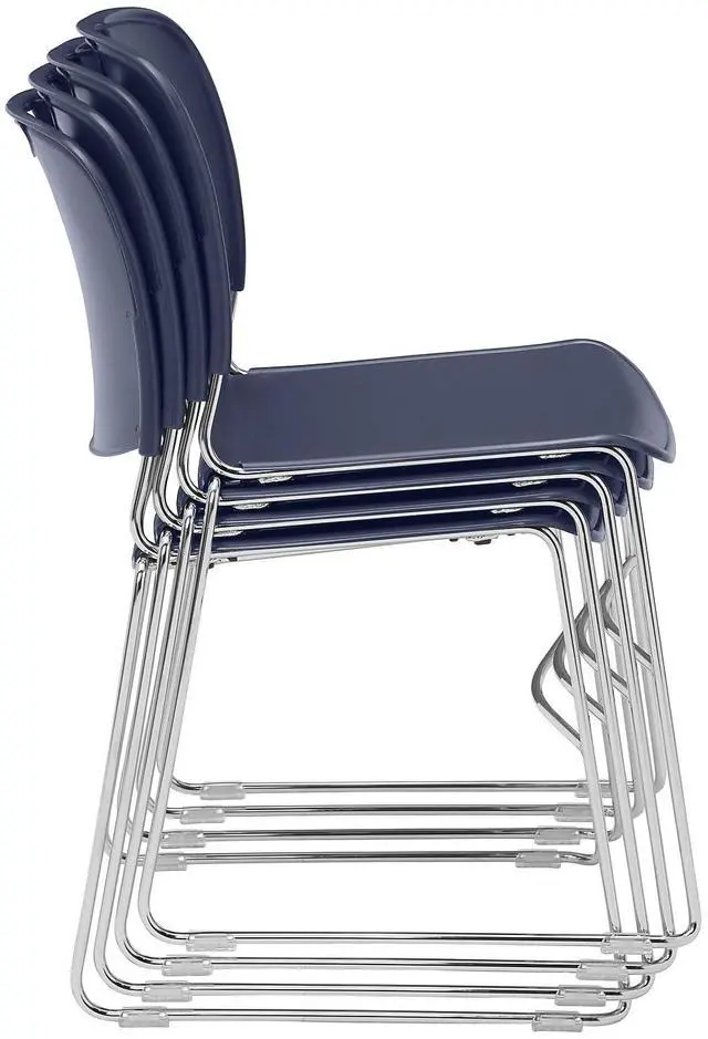 Alt view image 13 of 14 - NPS 8500 Series HI-Tech Ultra-Compact Plastic Seat/Back Stack Chair Navy Blue/Chrome 4 Pack (8505/4)