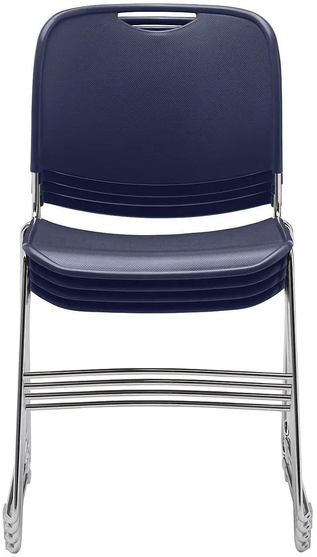 Alt view image 14 of 14 - NPS 8500 Series HI-Tech Ultra-Compact Plastic Seat/Back Stack Chair Navy Blue/Chrome 4 Pack (8505/4)