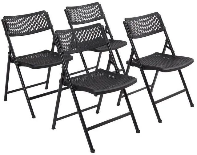 Alt view image 3 of 9 - National Public Seating 1410 Airflex Series Premium Polypropylene Folding Chair - Black, Pack of 4