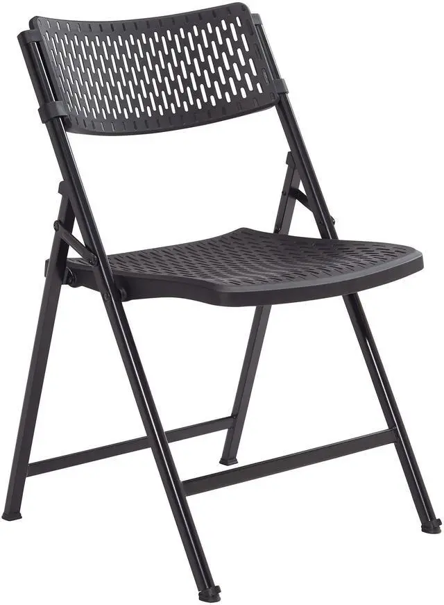 Alt view image 4 of 9 - National Public Seating 1410 Airflex Series Premium Polypropylene Folding Chair - Black, Pack of 4