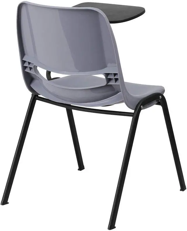 Alt view image 4 of 6 - Gray Ergonomic Shell Chair with Left Handed Flip-Up Tablet Arm