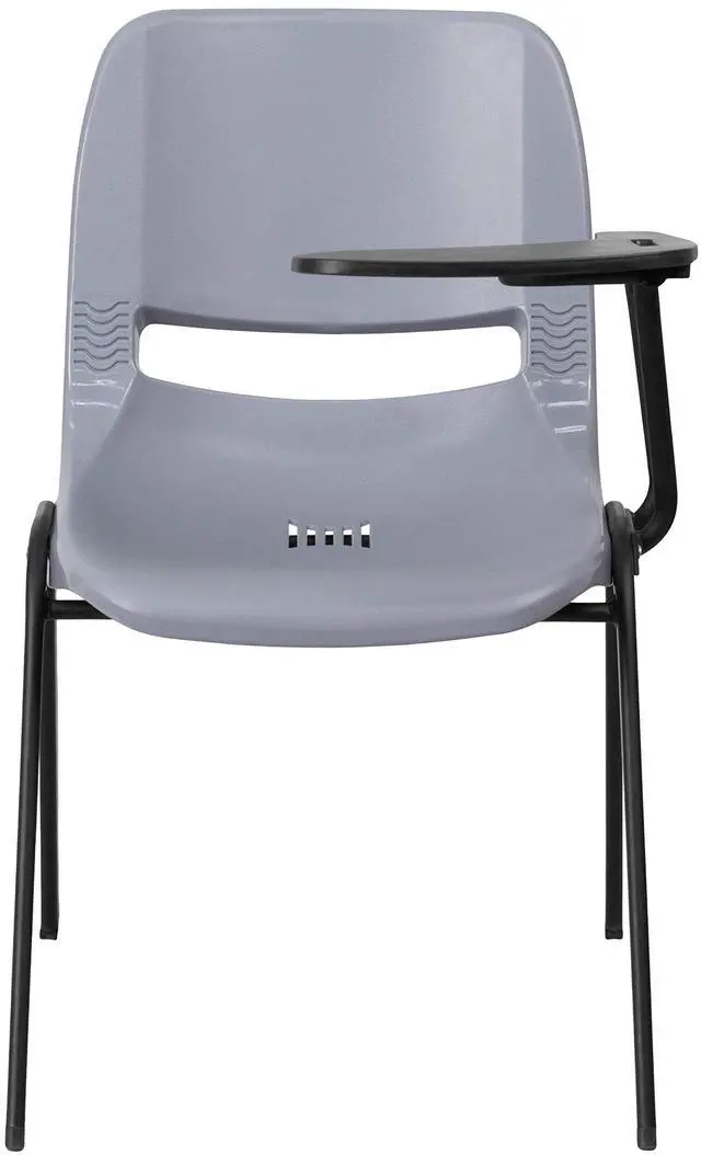 Alt view image 6 of 6 - Gray Ergonomic Shell Chair with Left Handed Flip-Up Tablet Arm