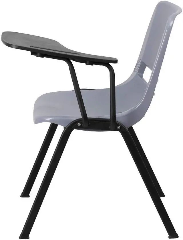 Alt view image 5 of 6 - Gray Ergonomic Shell Chair with Left Handed Flip-Up Tablet Arm