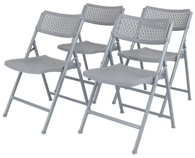 Alt view image 2 of 7 - National Public Seating NPS Airflex Series Premium Polypropylene Folding Chair Platinum 4PK