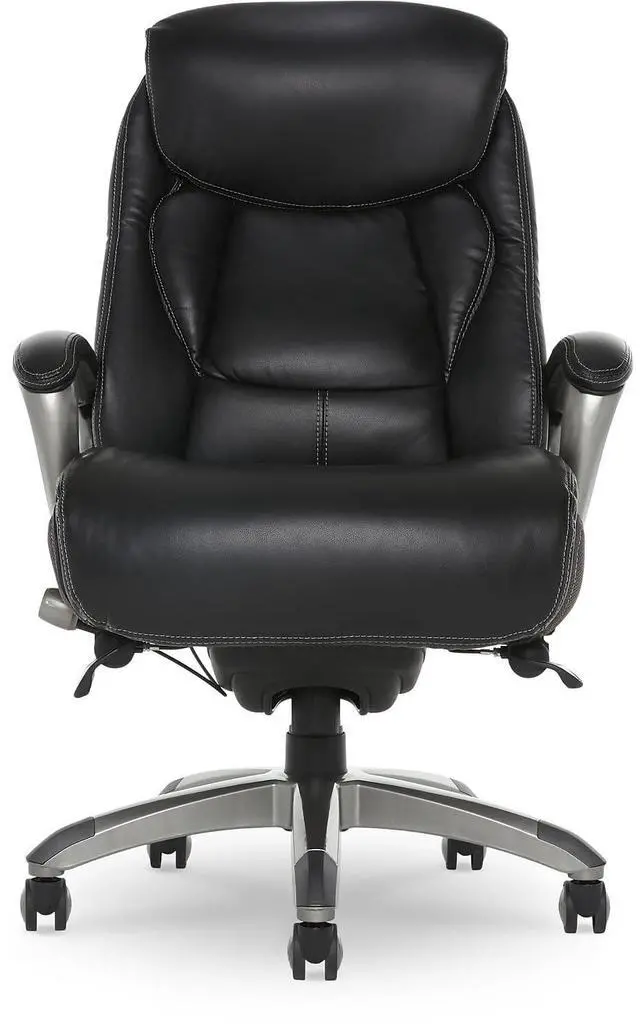 Alt view image 2 of 7 - Serta Executive Office Chair with Smart Layers Technology, Leather and Mesh Ergonomic Computer Chair with Contoured Lumbar and ComfortCoils, Black and Gray