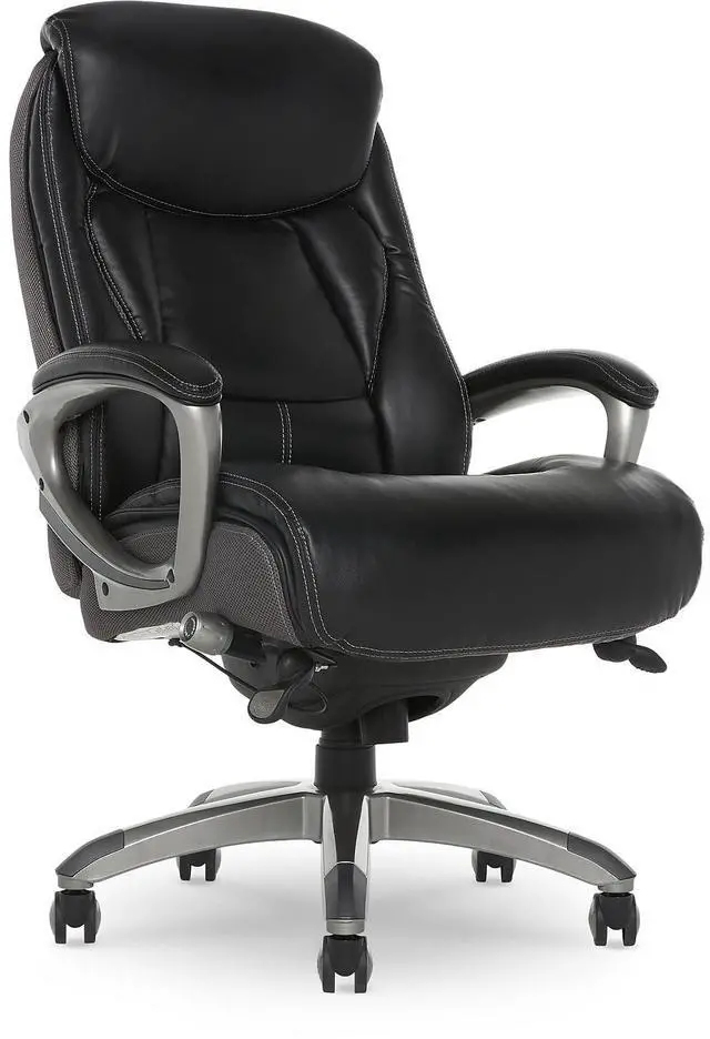 Alt view image 4 of 7 - Serta Executive Office Chair with Smart Layers Technology, Leather and Mesh Ergonomic Computer Chair with Contoured Lumbar and ComfortCoils, Black and Gray