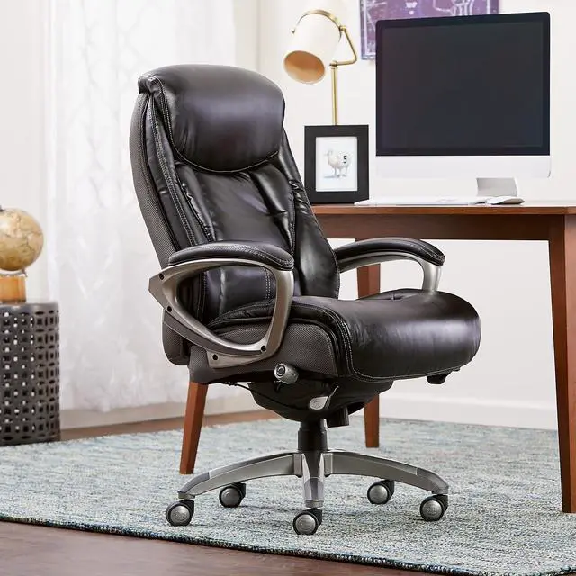 Alt view image 6 of 7 - Serta Executive Office Chair with Smart Layers Technology, Leather and Mesh Ergonomic Computer Chair with Contoured Lumbar and ComfortCoils, Black and Gray