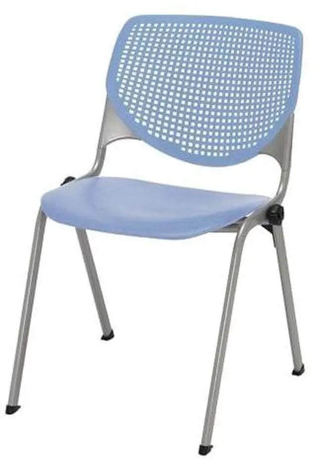 Alt view image 3 of 3 - KFI Seating KOOL Poly Stack Chair with Perforated Back, Peri Blue