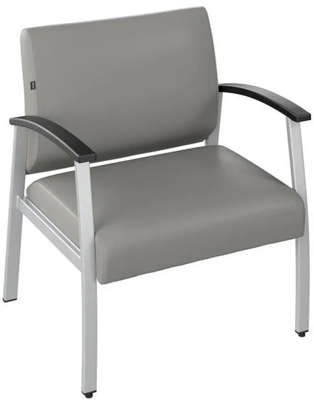 Alt view image 3 of 7 - Bush Business Furniture Arrive Bariatric Waiting Room Guest Chair with Arms in Light Gray Vinyl, Reception Area Seating for Office and Lobby