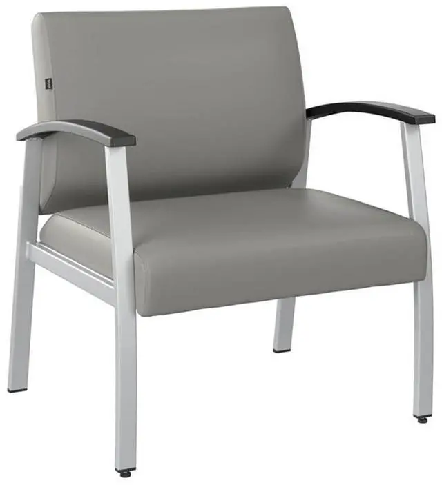 Alt view image 2 of 7 - Bush Business Furniture Arrive Bariatric Waiting Room Guest Chair with Arms in Light Gray Vinyl, Reception Area Seating for Office and Lobby