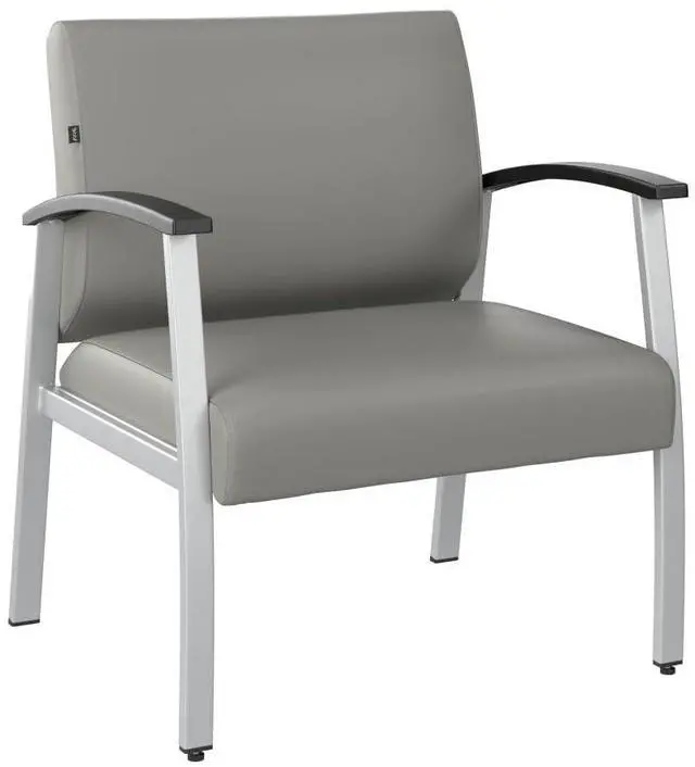 Main image of Bush Business Furniture Arrive Bariatric Waiting Room Guest Chair with Arms in Light Gray Vinyl, Reception Area Seating for Office and Lobby