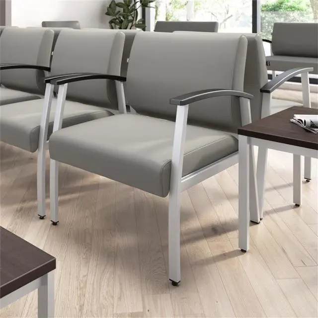 Alt view image 5 of 7 - Bush Business Furniture Arrive Bariatric Waiting Room Guest Chair with Arms in Light Gray Vinyl, Reception Area Seating for Office and Lobby