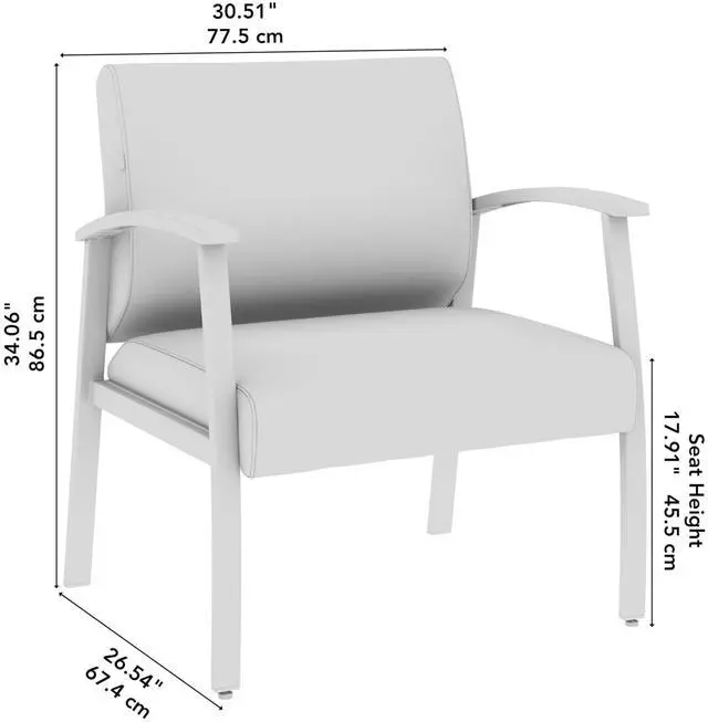 Alt view image 4 of 7 - Bush Business Furniture Arrive Bariatric Waiting Room Guest Chair with Arms in Light Gray Vinyl, Reception Area Seating for Office and Lobby